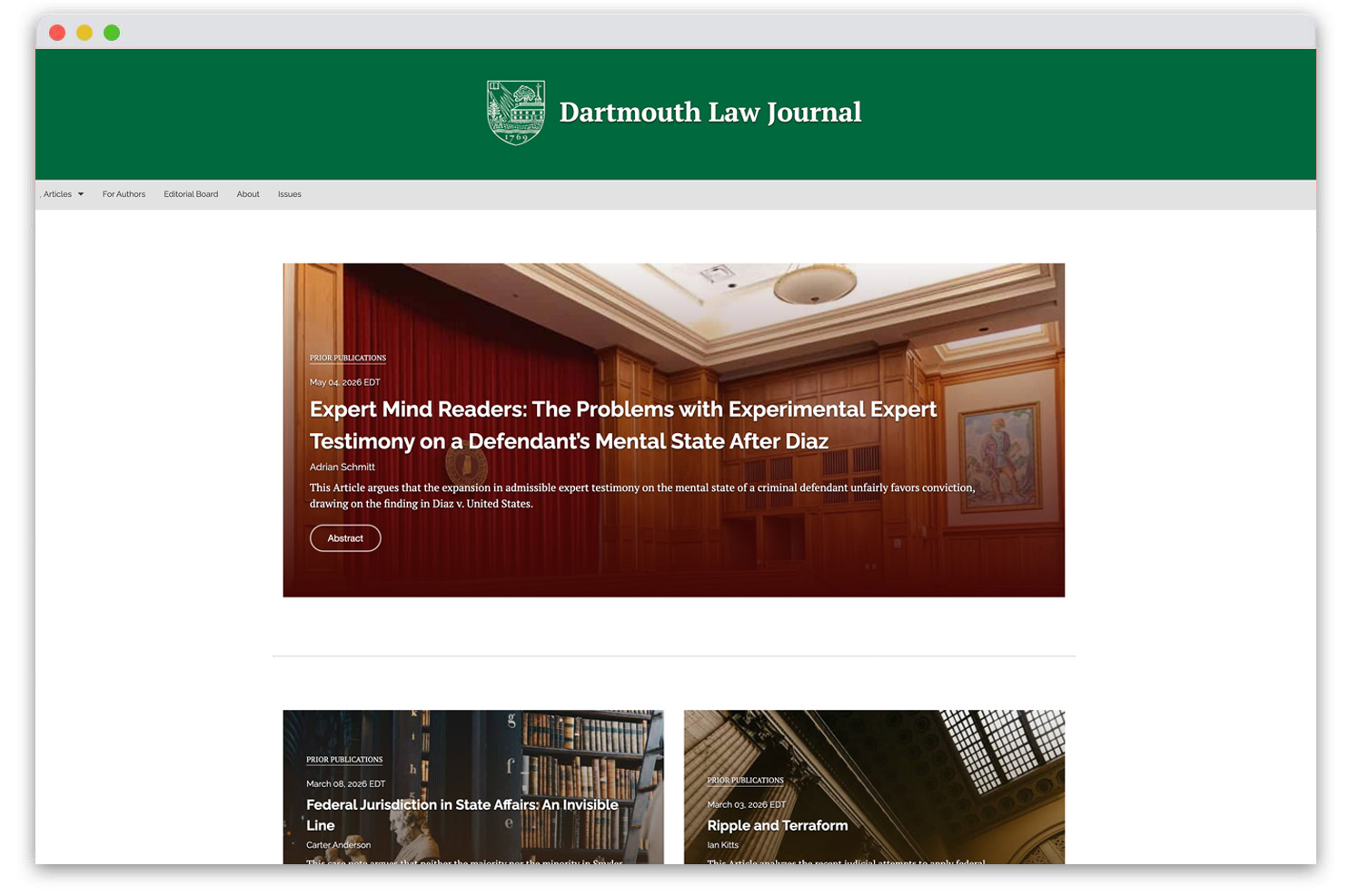 Screenshot of the Georgia Law Review journal website.