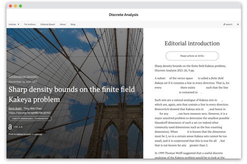 An image of an article that is using the Scholastica open access publishing built-in arXiv integration.